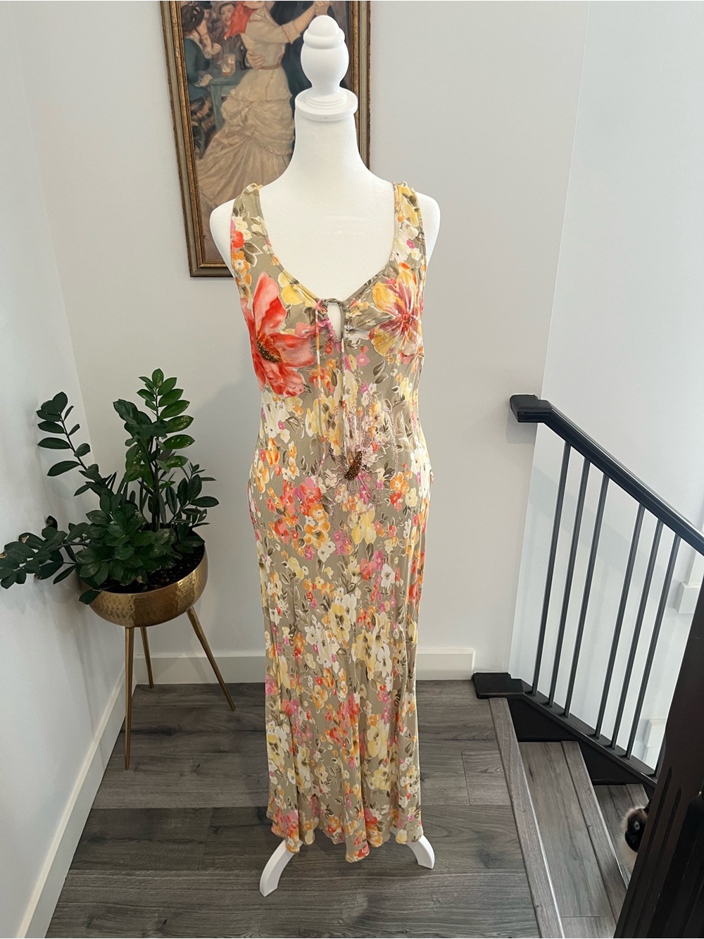Vintage beaded Floral Maxi Slip Dress